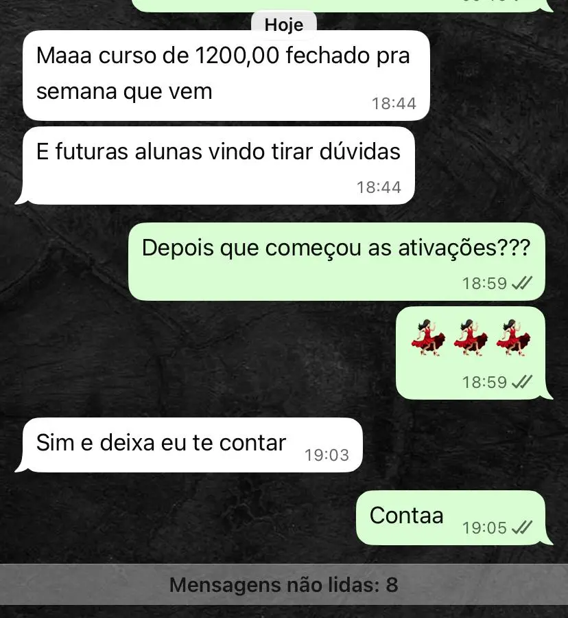 Conversa de cliente que fechou um curso de R$1.200