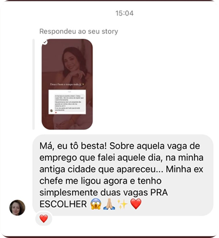 Conversa de cliente que recebeu duas vagas de emprego para escolher