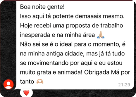 Conversa de cliente que recebeu uma proposta de trabalho inesperada